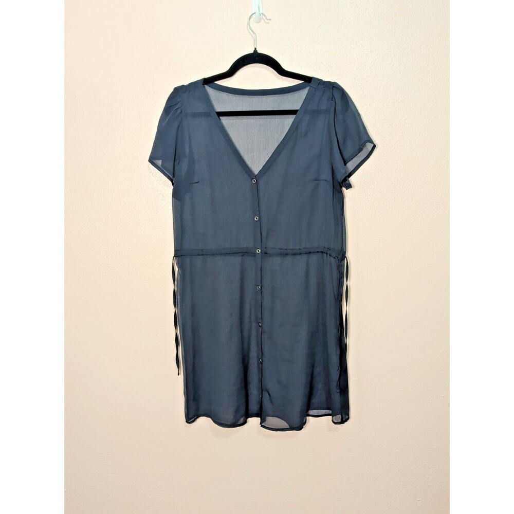 Women's Blue Sheer Beach Cover Up XS Lightweight Chiffon Swimsuit Wrap Vacation - Picture 3 of 8